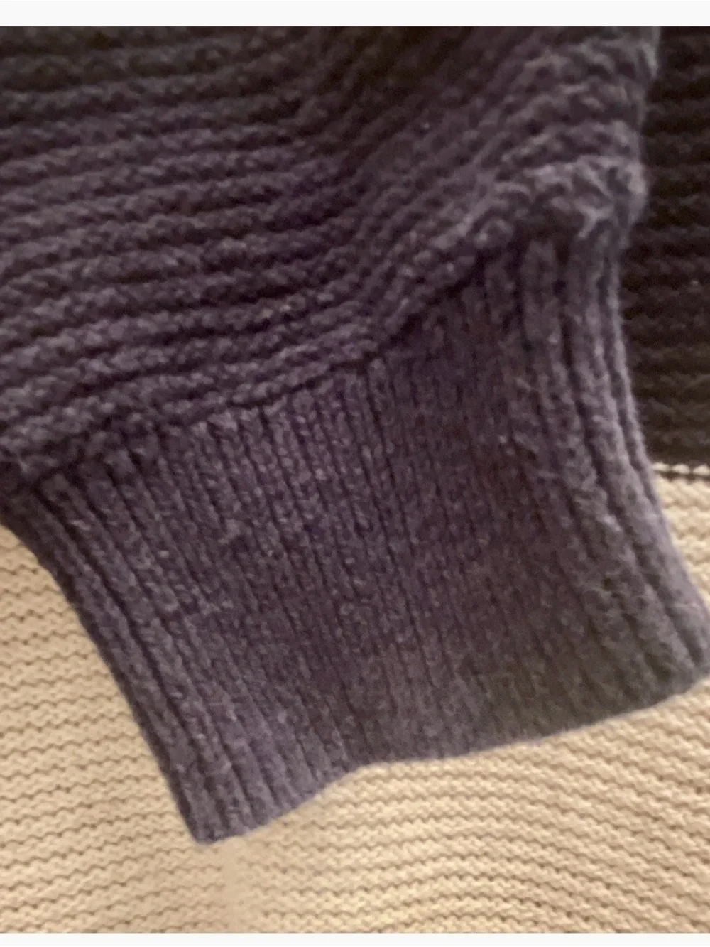 Men's Navy and Cream Wide Stripe Crewneck Sweater